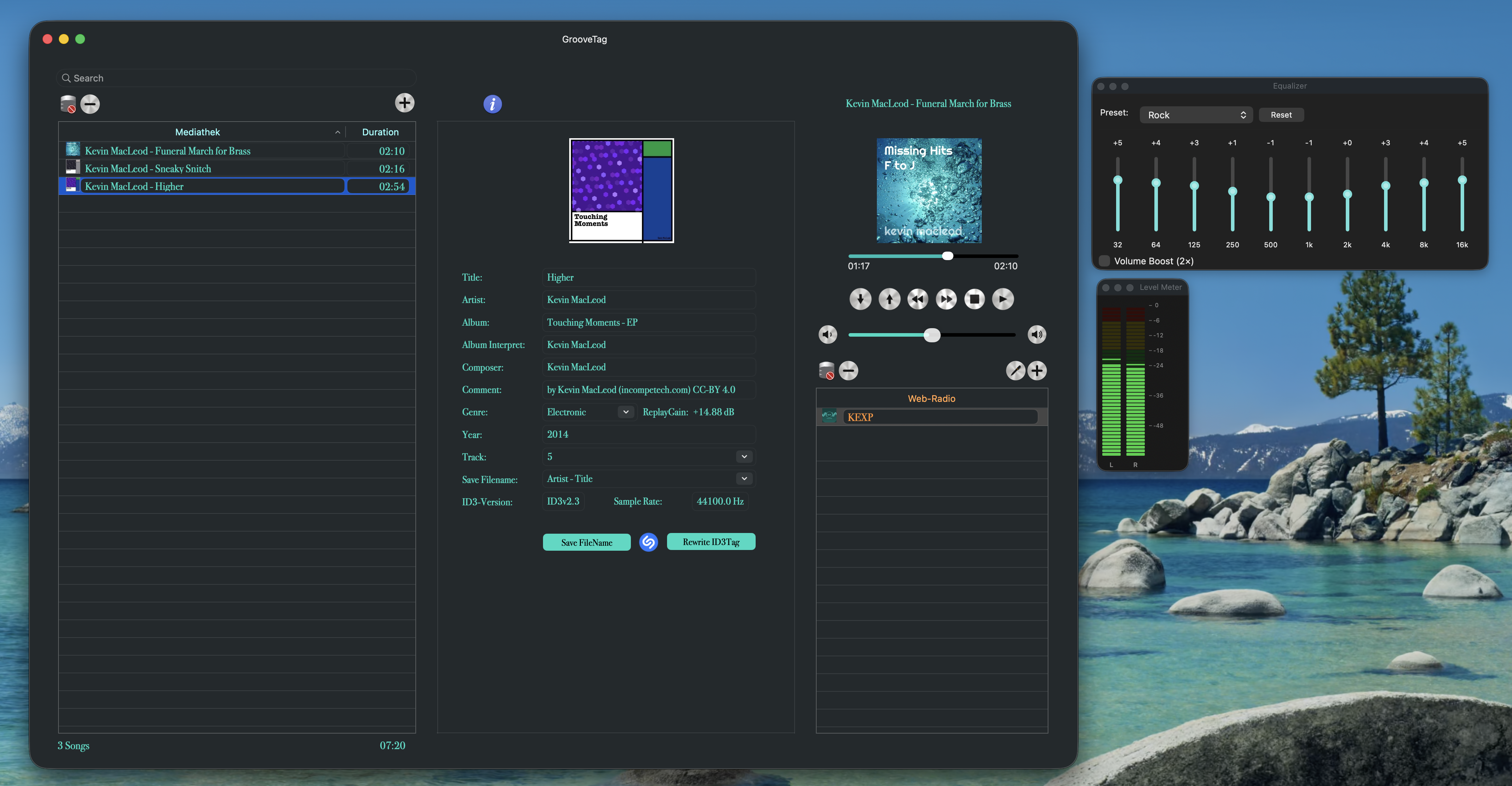 GrooveTag Equalizer and Level Meter full view